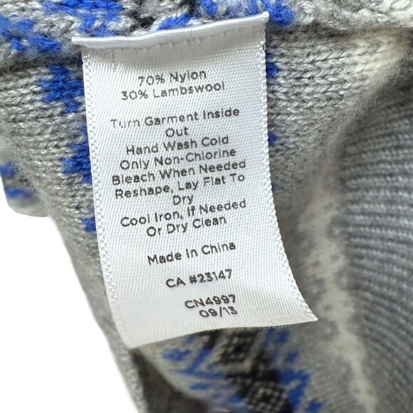 TALBOTS Fair Isle Cardigan Sweater Small Petite Gray Blue Lambswool Nylon Womens - Picture 9 of 9